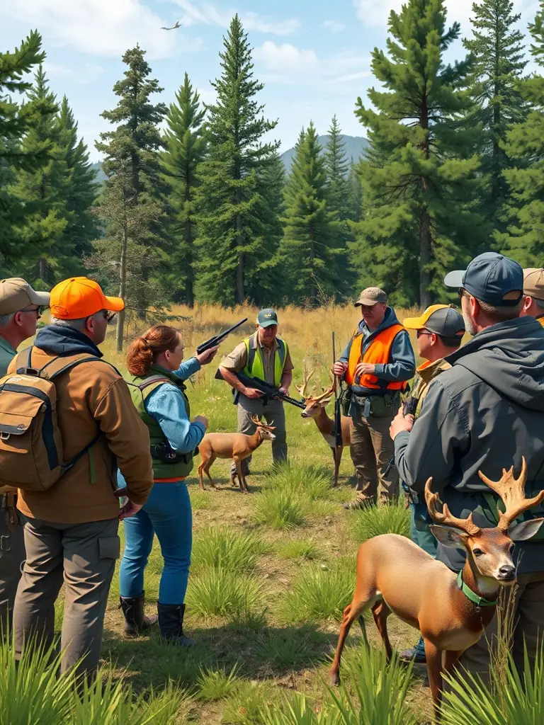A group of members participating in a training session on responsible hunting practices, organized by SOCIETE DE CHASSE DE SAINS.
