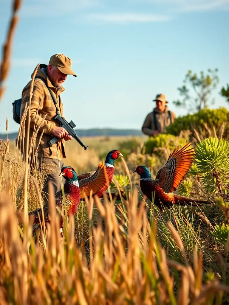 A photograph depicting the release of pheasants into a field, showcasing game restocking efforts by SOCIETE DE CHASSE DE SAINS.