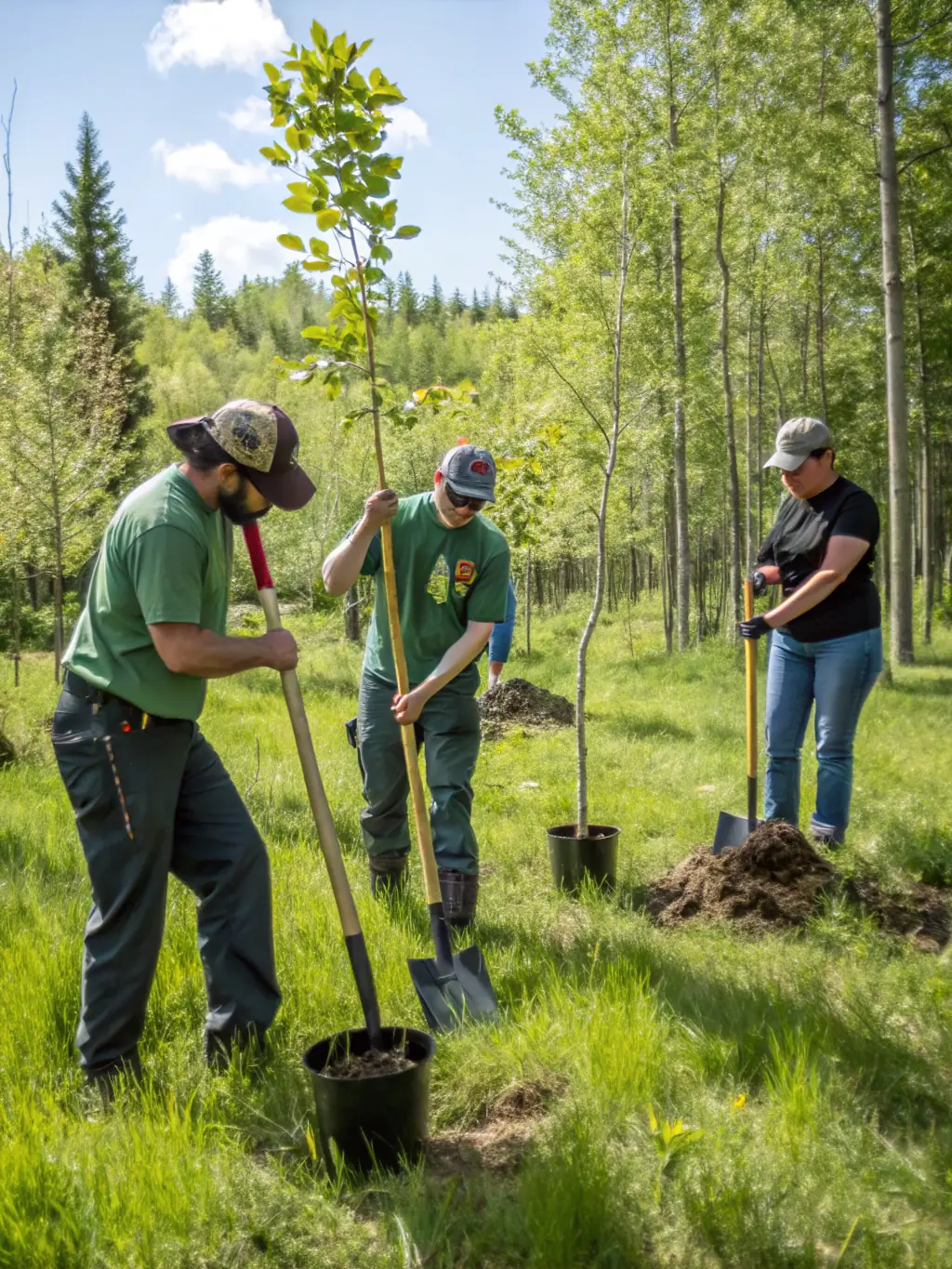 An image of SCS members actively involved in a wildlife conservation project, such as planting trees or monitoring local game populations.